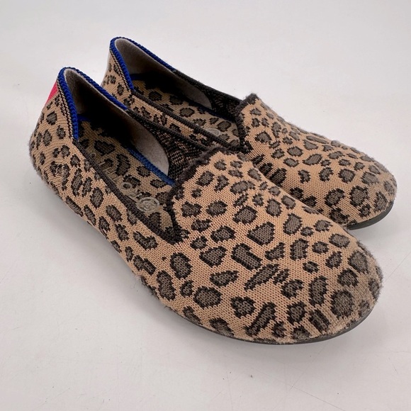 Rothy’s Kids Leopard Loafers Shoes Girls Size 12 FLAWS - Picture 1 of 7